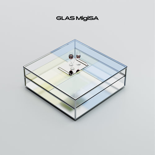 GLASMigiSA玻璃金属方形茶几