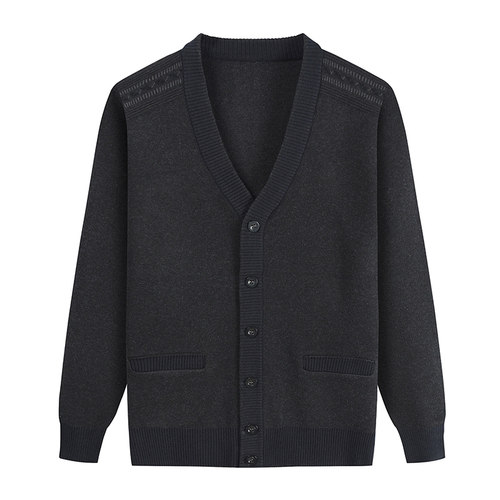 爸爸开衫毛衣男长袖针织衫中老年人男装爷爷装宽松男女外套春秋季