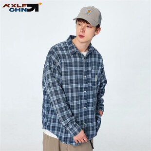 男女春季 校园翻领格子衬衫 复古休闲百搭衬衣 美式 KXLFCHN空穴来风