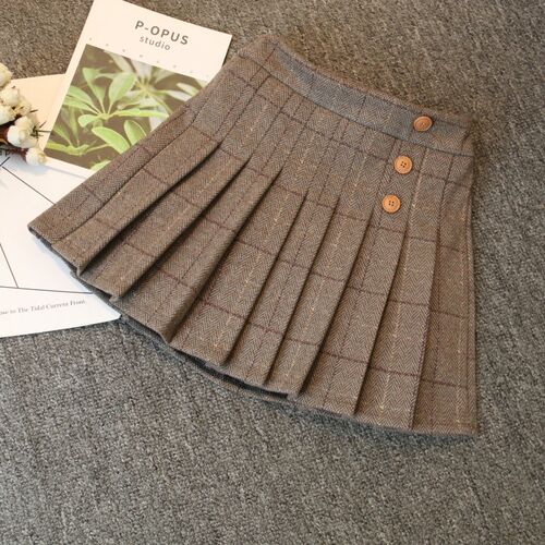 女童半身裙百褶裙春秋2024新款儿童洋气格子百搭短裙女孩外穿裙子