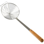 不锈钢一体木手柄漏勺加固内线带钩版 大号线漏笊篱家用牛肉火锅勺