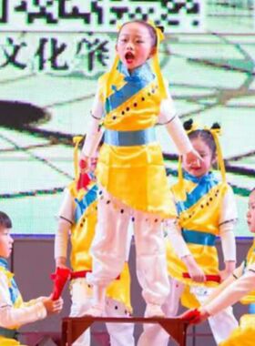 少儿舞蹈书童赵钱孙李舞蹈服装 百家姓儿童演出道具凳子书桌板凳