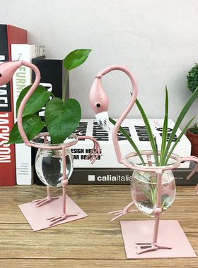 北欧火烈鸟水培花瓶摆件花瓶水培绿萝容器客厅装饰办公室桌面摆设