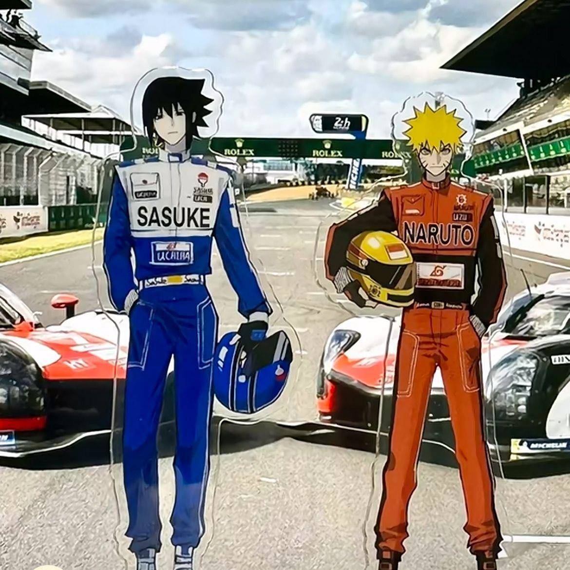 新款火影忍者动漫同人周边立牌赛车场鸣人佐助亚克力立牌佐鸣桌面