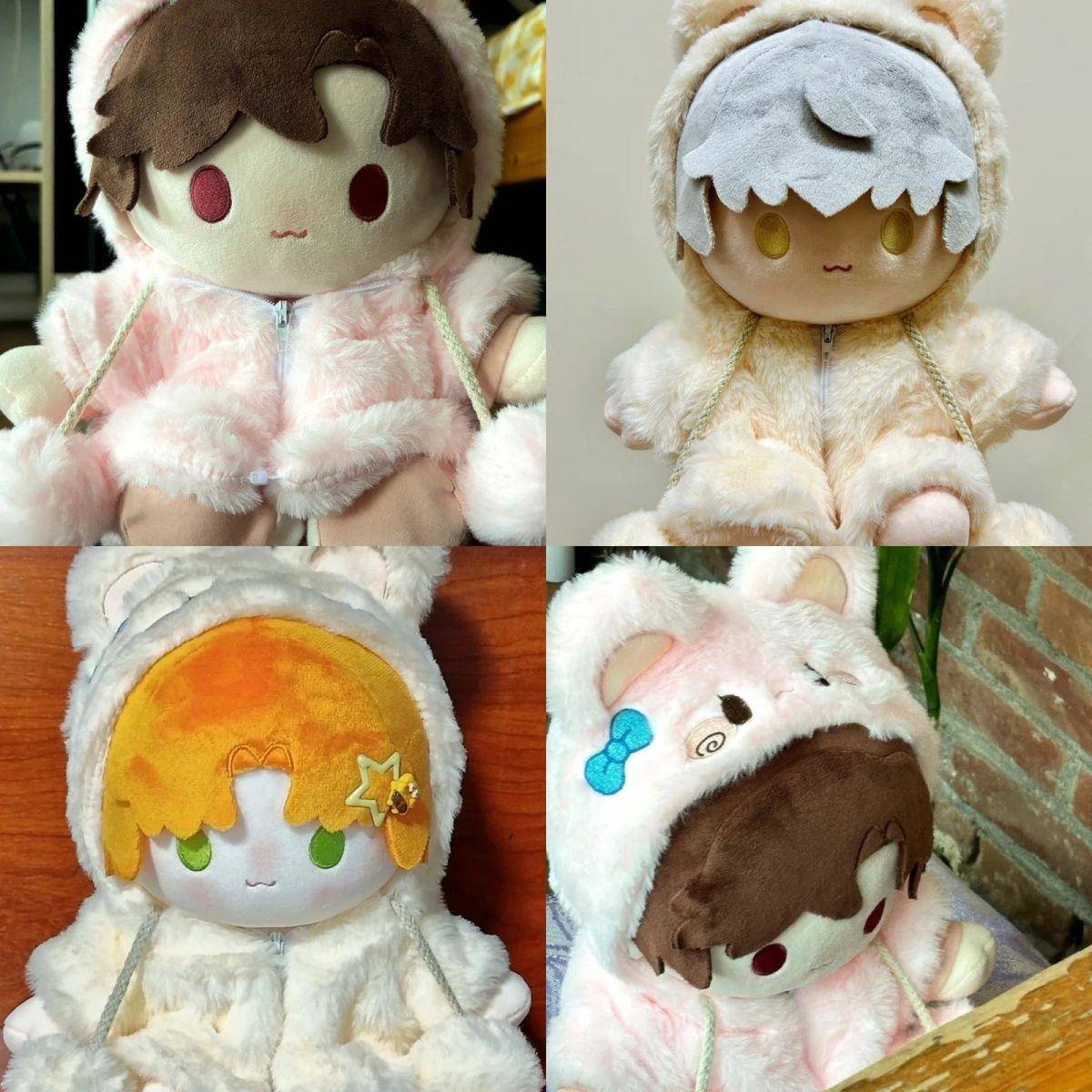 25cm娃衣25cm棉花娃娃衣服圈圈兔连帽大衣毛绒公仔冬季着替球球大