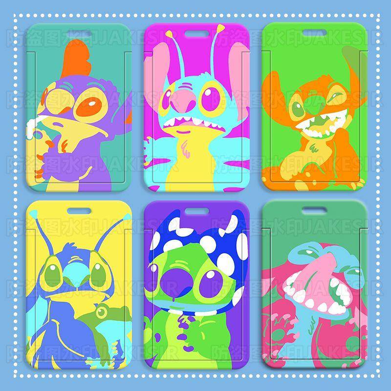 史迪仔多巴胺色学生滑盖卡套饭卡公交卡证件保护套门禁校园卡收纳