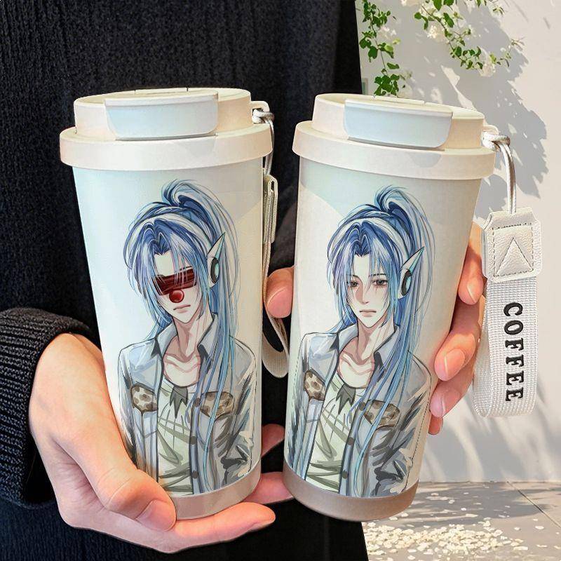 和平精英同人周边保温杯不锈钢吸管双饮大容量咖啡水杯学生高颜值