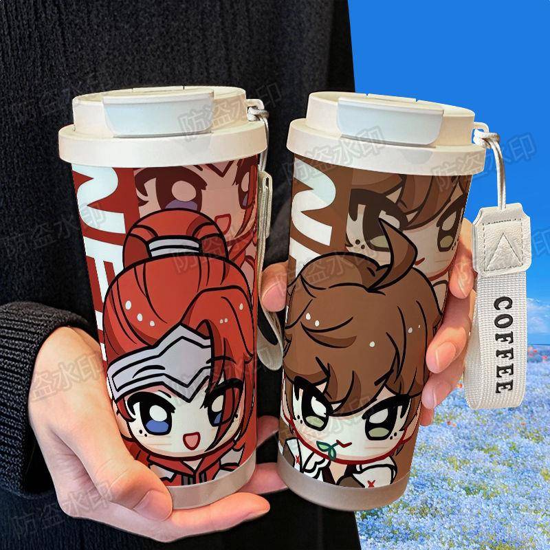 无限王者团李白赵云保温杯316不锈钢大容量吸管车载双饮咖啡杯