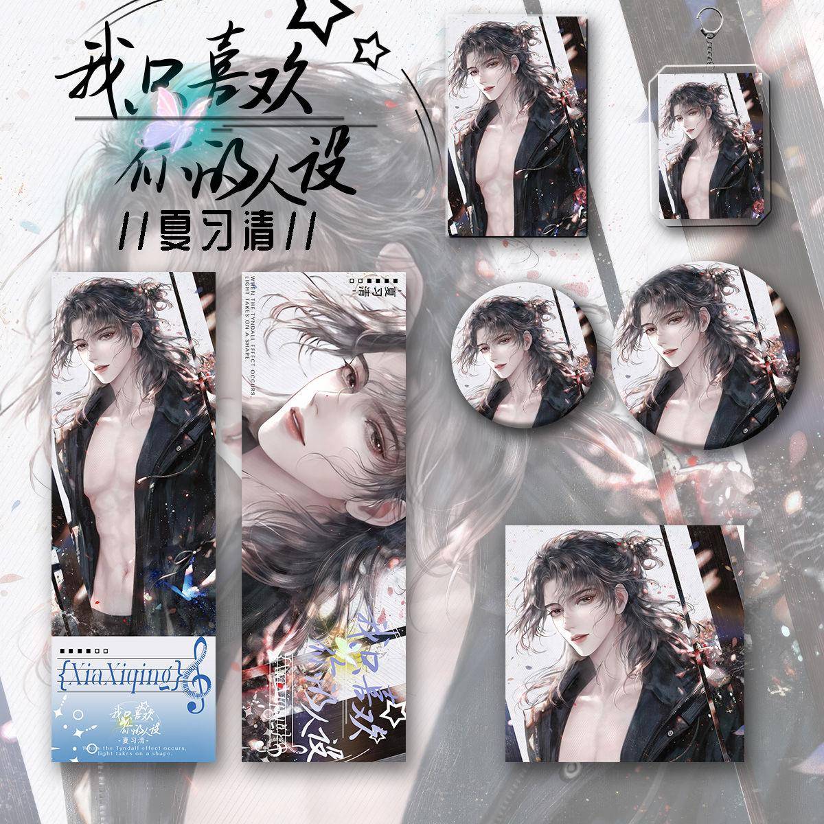 我只喜欢你的人设新款周边 夏习清 六件套钥匙扣吧唧镭射收藏谷子