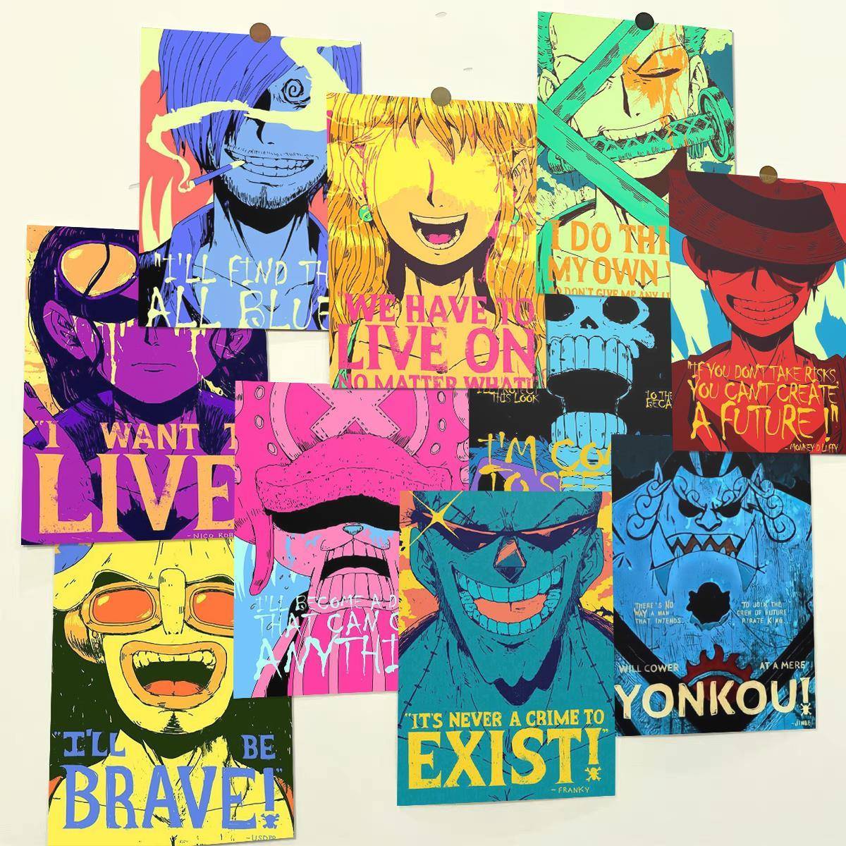 海贼王海报动漫周边复古草帽团路飞索隆贴墙学生宿舍卧室装饰墙贴