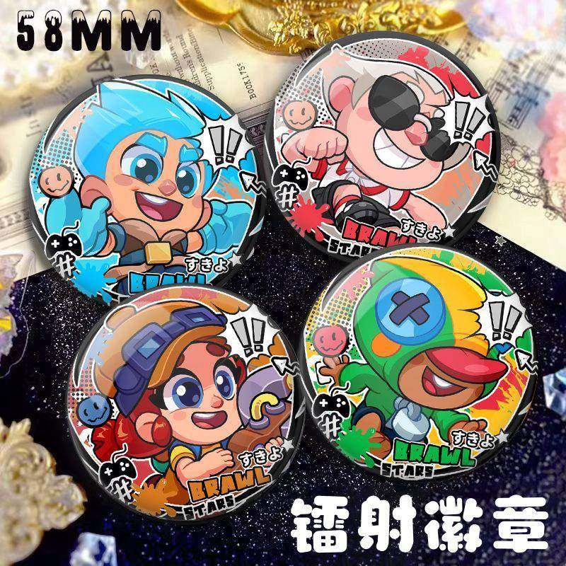 荒野乱斗P先生卡尔布洛克摆件徽章镭射痛包游戏周边装饰品吧唧diy