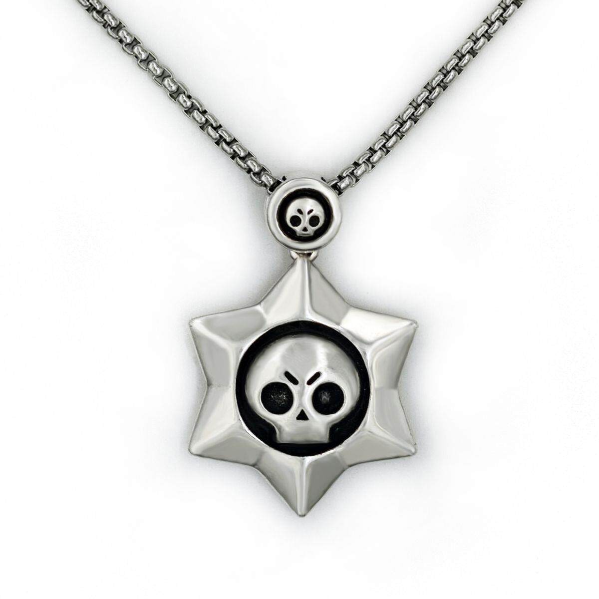 荒野乱斗游戏周边骷髅六芒星男女百搭复古泰银戒指毛衣项链
