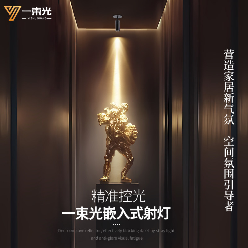 一束光聚光射灯嵌入式可调小角度3度8度茶室吸顶饭厅店铺商用55mm