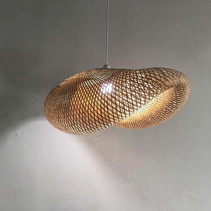 手工竹艺竹编灯笼竹灯罩复古农家乐餐厅竹藤吊灯复古竹艺编织吊灯