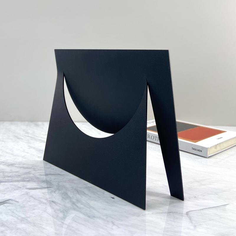 简约现代黑色创意方片切割金属几何摆件样板间客厅餐桌桌面装饰品