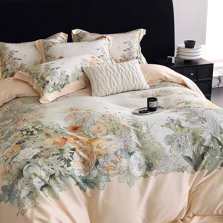 秋冬高级感天丝棉磨毛四件套美式数码印花加厚被套床单款床上用品