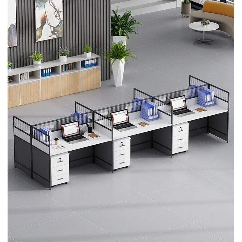 现代简约办公桌椅办公室电脑桌四六人位组合办公桌屏风卡座员工桌