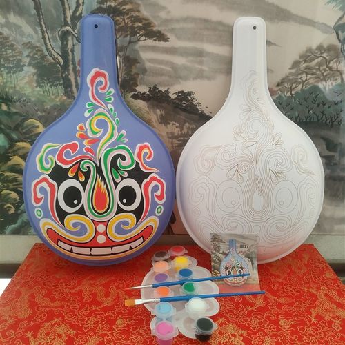 小号DIY国潮多款非遗手工文创带纹路脸谱白坯教学材料包