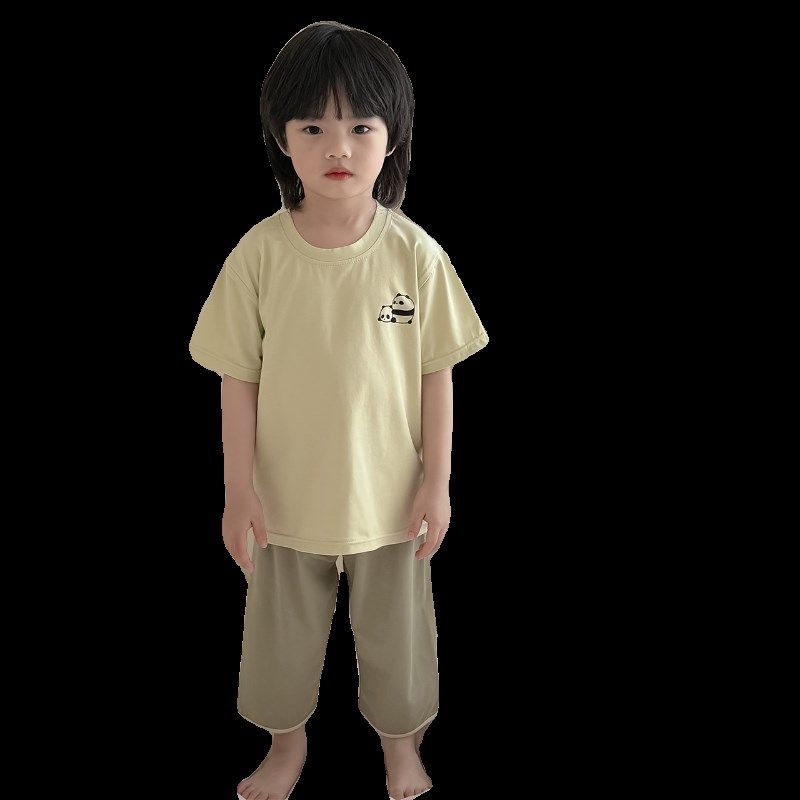 儿童纯棉睡衣A类夏季薄款男女孩短袖七分裤套装中大童家居服韩风,童装/婴儿装/亲子装,家居服套装,淘宝优惠券,粉丝福利购,淘宝优惠卷