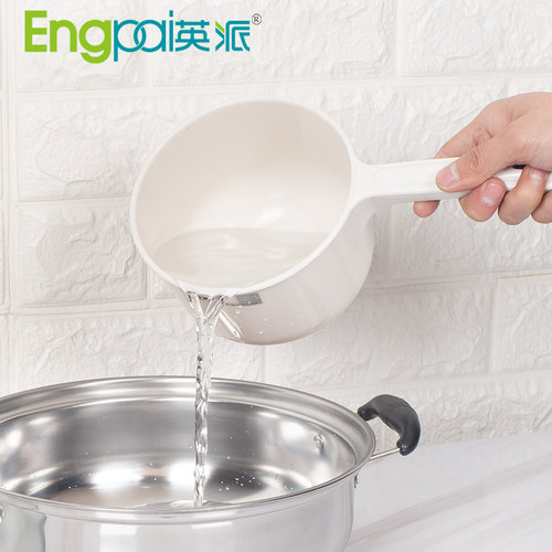 白色水瓢加厚塑料家用长柄水勺厨房舀子洗发勺加深大号耐用水舀子