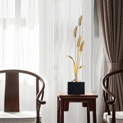 岁岁平安黄铜大麦摆件客厅玄关办公室桌面装饰品高档开业商务送礼