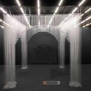创意婚庆压克力珠帘拱门仪式 饰道具 水晶门婚礼舞台四方拱门布置装