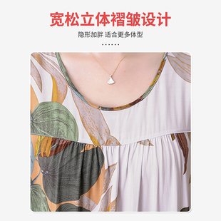 绵绸 老人连衣裙夏季 棉绸睡裙女2021年新款 中年妈妈睡衣女夏天薄款