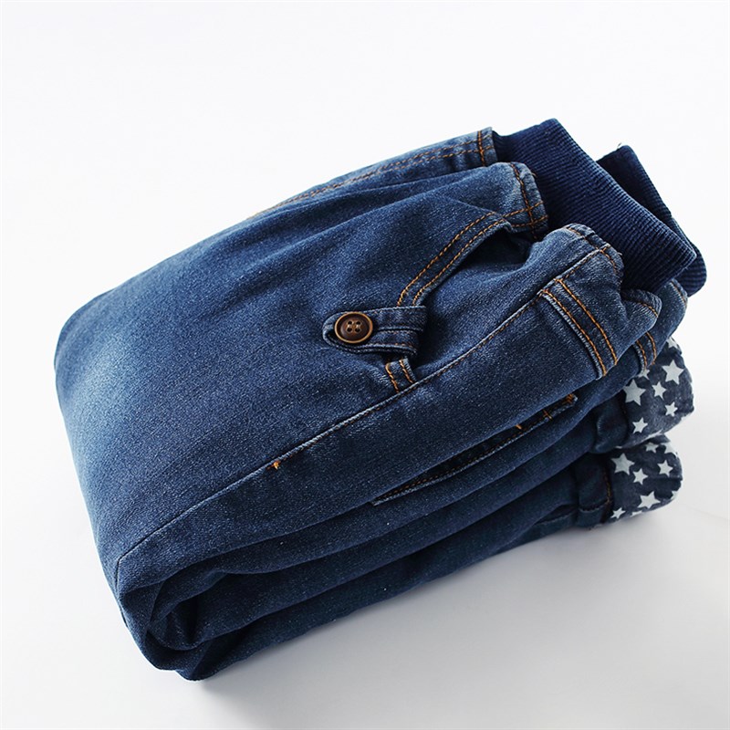 冬季儿童三层加厚外穿裤子2022新款男童夹棉牛仔裤中大童加绒棉裤