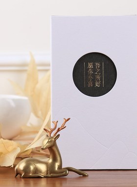亦喜No.25/鹿游/一头安静美丽的黄铜小鹿镇纸笔搁摆件/手工的温度