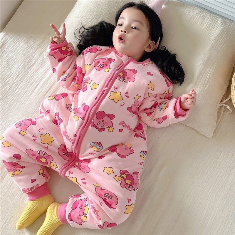冬季新款儿童纯棉加厚睡袋宝宝0-10度恒温连身睡衣婴幼儿防踢被