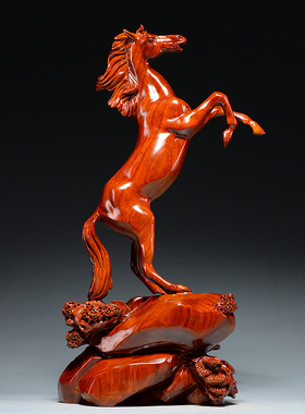 木质生肖马雕刻摆件花梨木马到成功家居客厅电视柜装饰工艺礼品摆