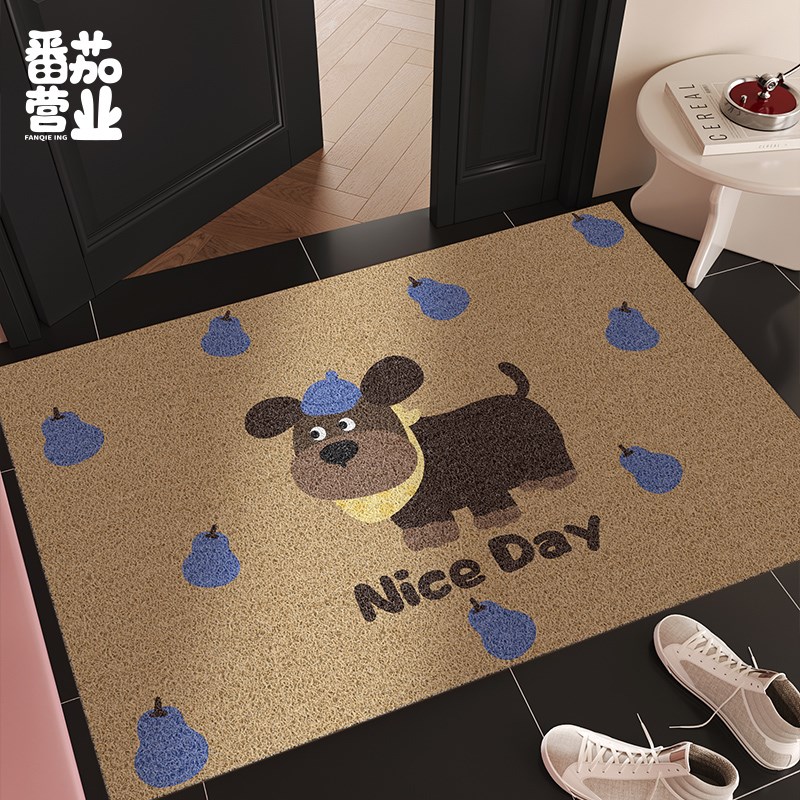 卡通家用入户门地垫丝圈门垫玄关垫子进门除尘pvc地毯猫咪蹭脚垫