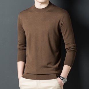 秋冬巴素兰纯羊毛衫 60支精纺男高档打底针织超薄细毛线衣半高领