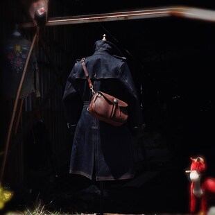 过膝战壕风衣 22OZ重磅赤耳单宁中长款 1850S一战大衣英式 VINTAGE