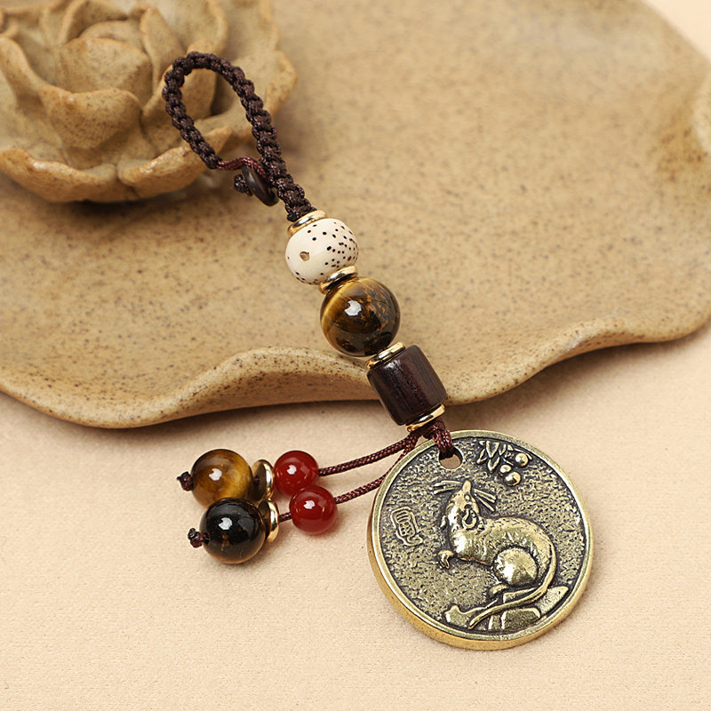 高档红玛瑙十二生肖汽车钥匙挂件创意男女腰扣本命年牛饰品链平安