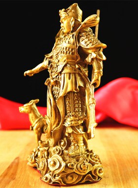 纯铜二郎神真君人物摆件杨戬神像铜器工艺品客厅书房桌面摆放装饰