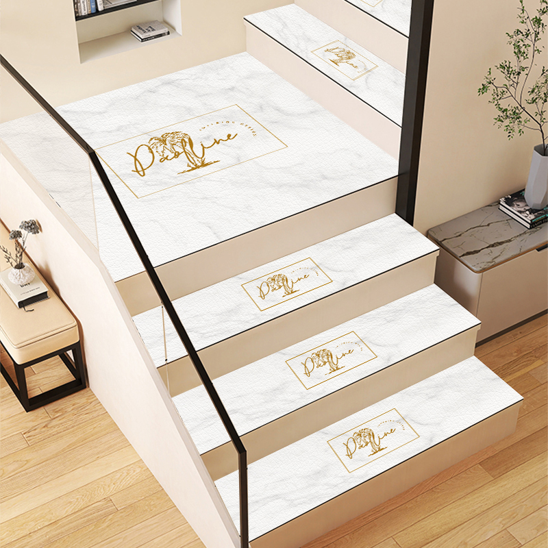 大理石防滑垫实木旋转楼梯踏步垫高级家用皮革地垫可擦洗隔音地毯