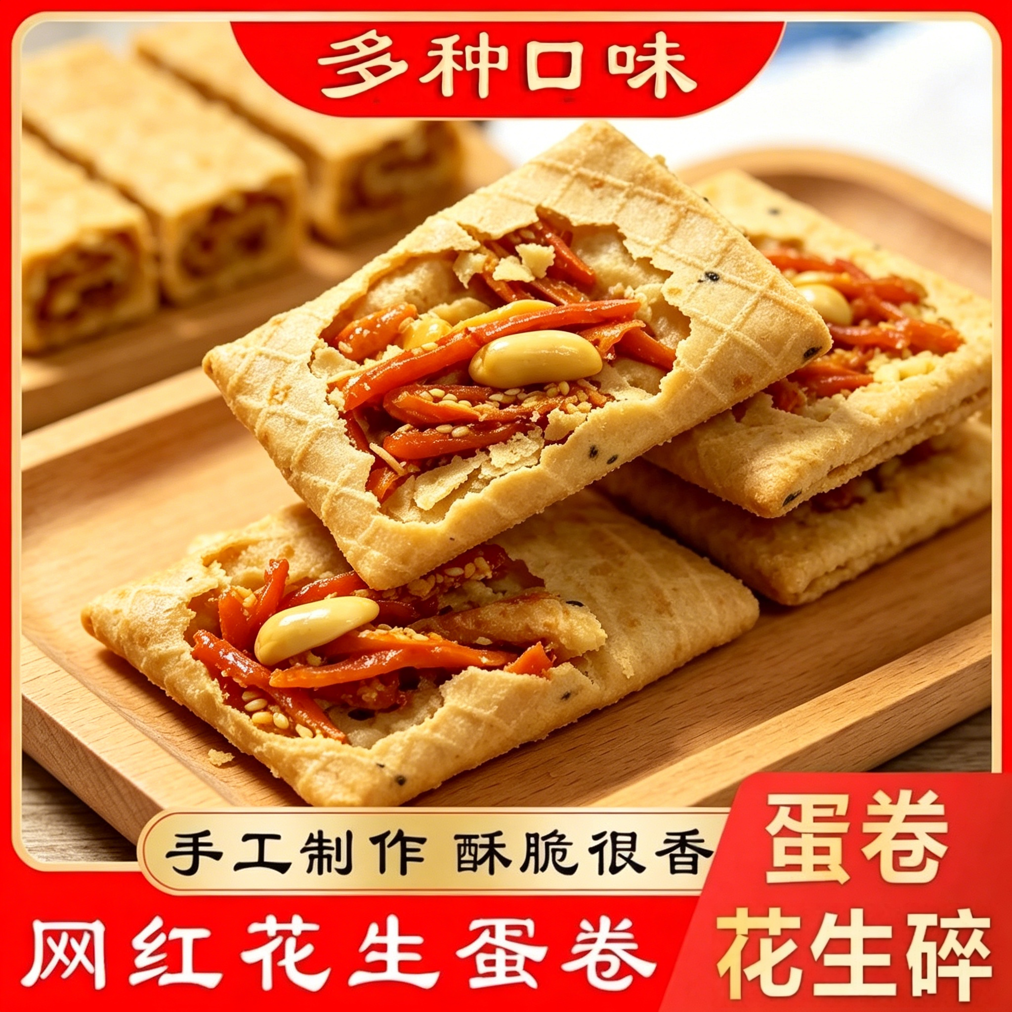花生蛋卷网红花生碎蛋卷手工零食中式下午茶早餐健康济南特色糕点