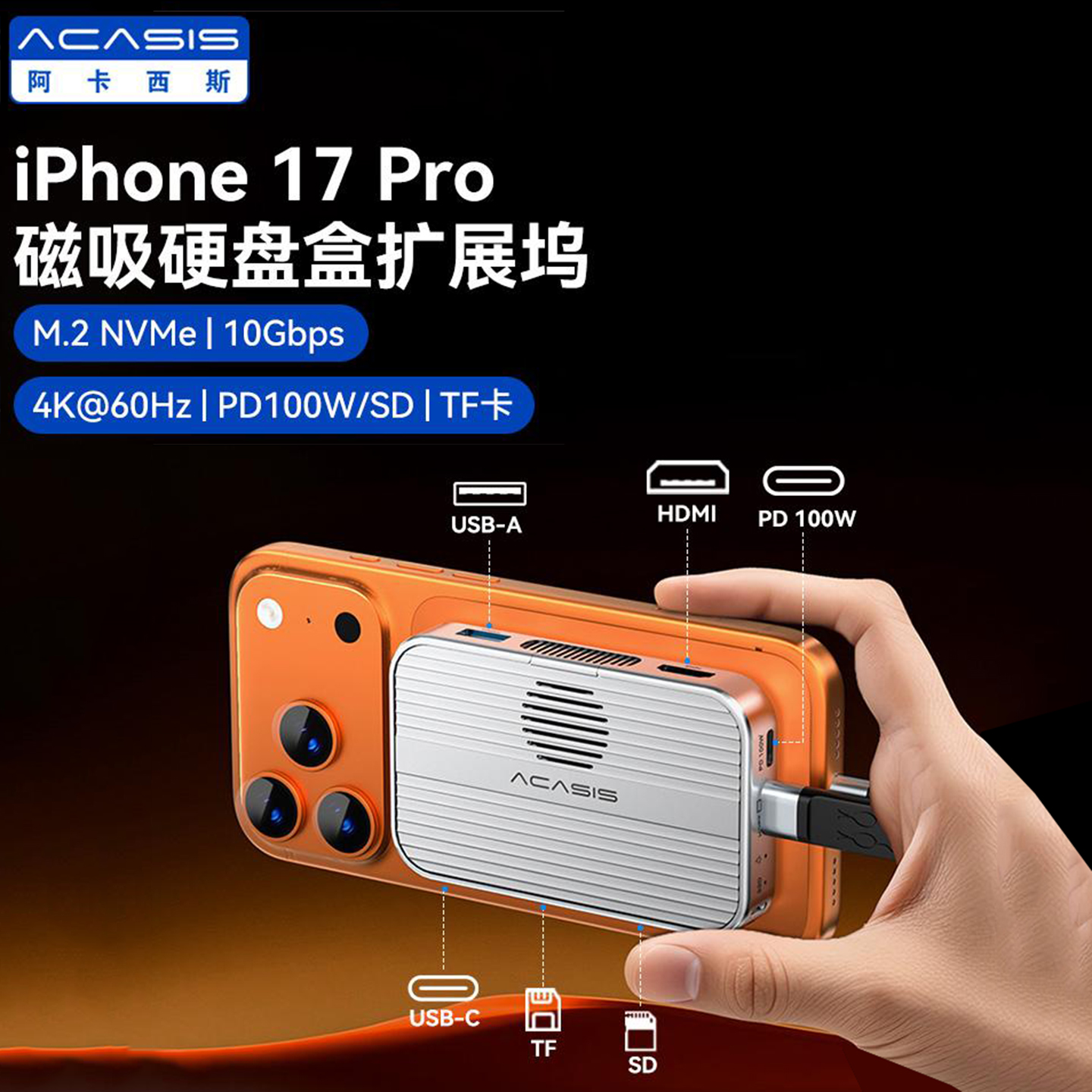 Acasis多功能扩展坞磁吸外接存储