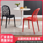 北欧简约塑料椅子家用餐椅成人休闲创意书桌椅懒人带靠背凳子网红