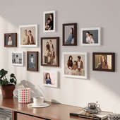 简约现代免打孔实木客厅背景墙装 饰房间挂墙卧室相册墙创意组合