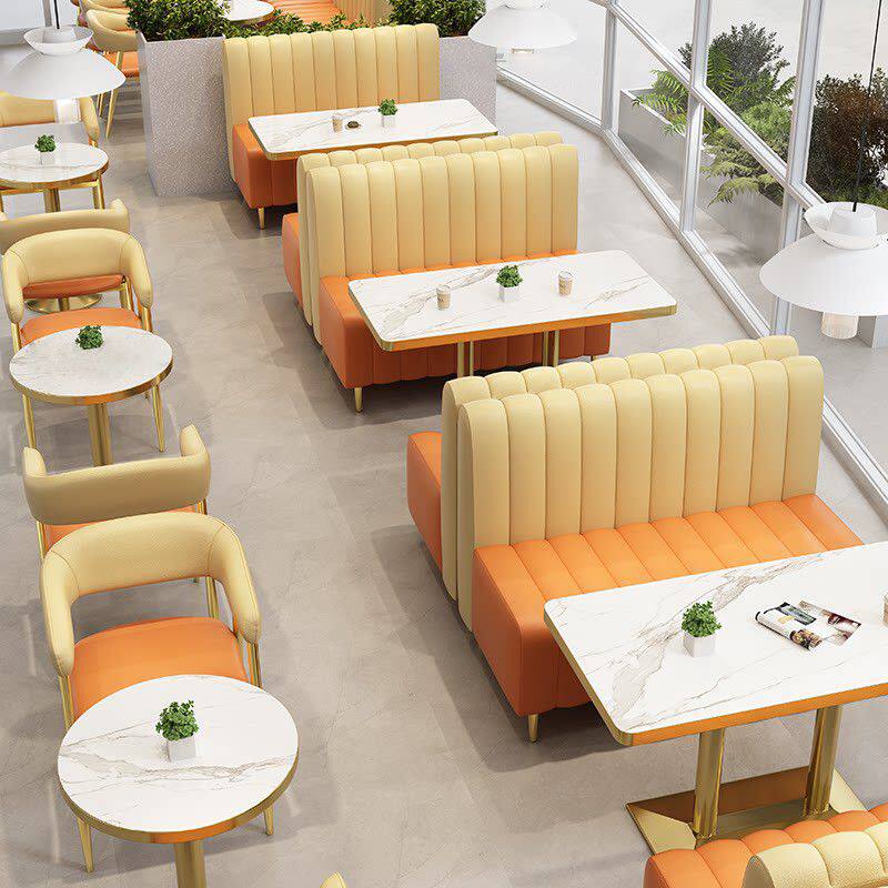 奶茶店沙发甜品烘焙咖啡西餐厅靠墙餐饮茶楼卡座沙发休闲桌椅组合