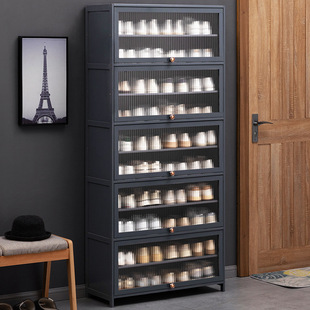 门口鞋柜高款立式入户柜一体门外走廊用极窄家用鞋架子多层带门