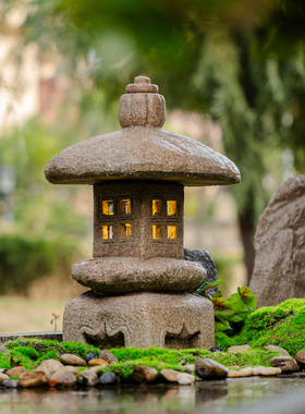 仿古中式太阳能庭院宫灯石灯户外草坪别墅微景观家居造景装饰摆件