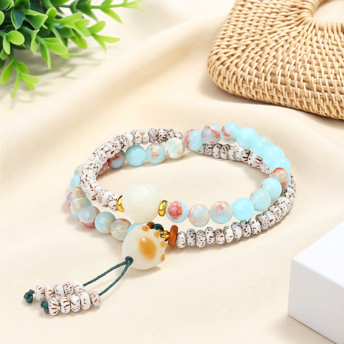 【普陀山已过香】官方正品天然寿山石手串星月菩提双圈转运珠手链