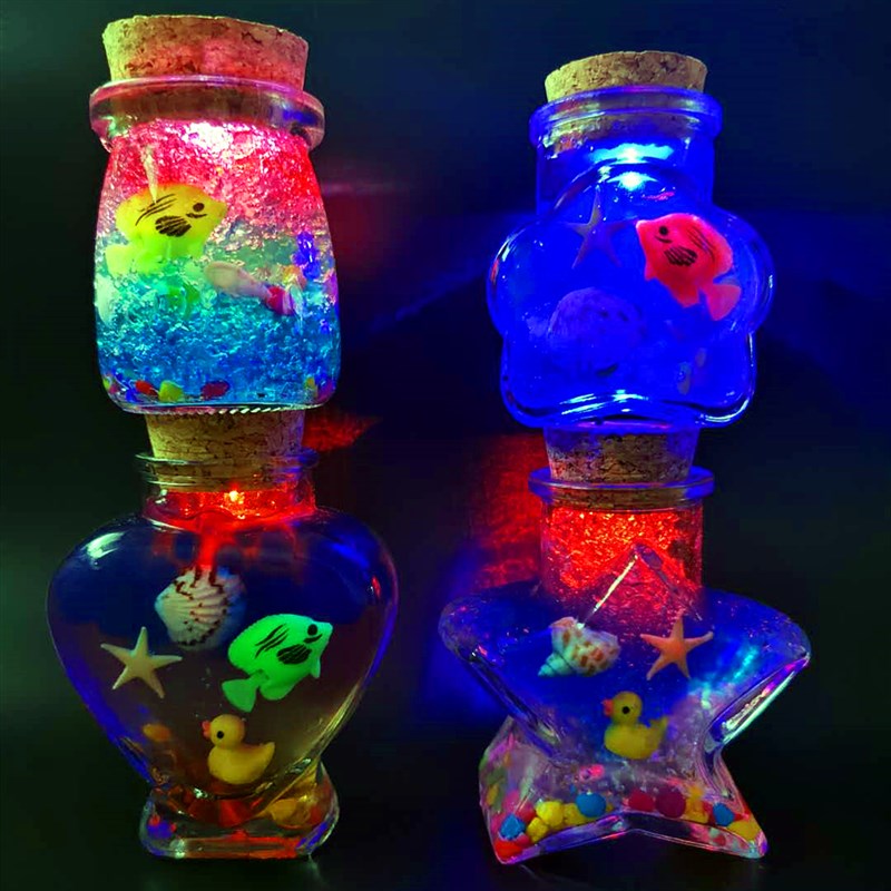 DIY带灯夜光彩虹海洋宝宝星星空玻璃木塞漂流许愿瓶全套材料礼物