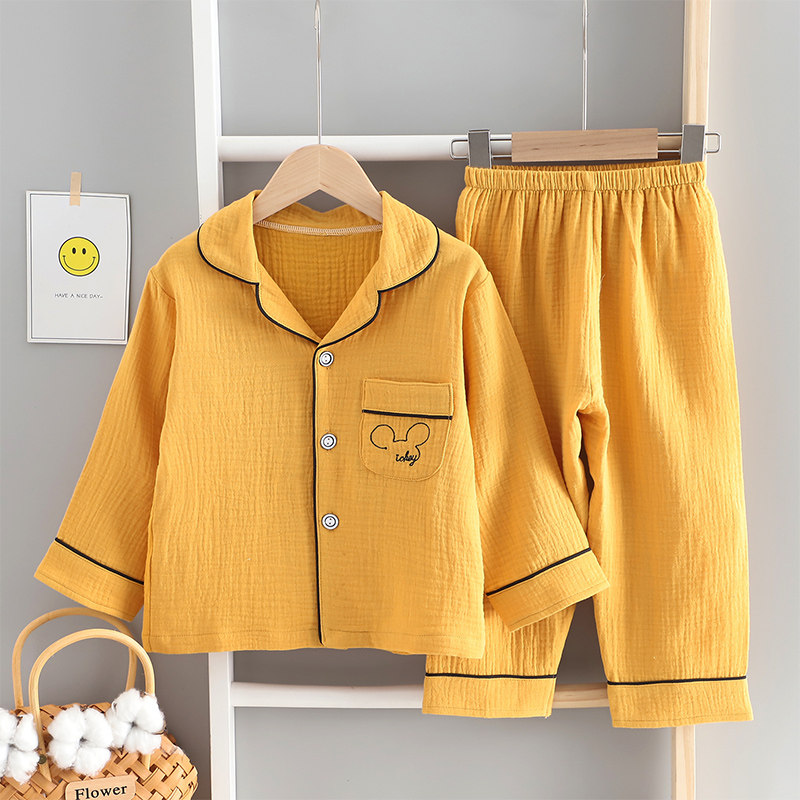 春夏儿童睡衣长袖长裤双层纯棉纱布套装男童女童空调服卡通家居服,童装/婴儿装/亲子装,家居服套装,淘宝优惠券,粉丝福利购,淘宝优惠卷