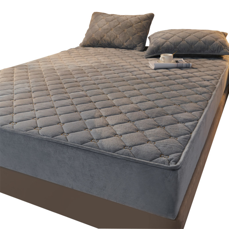 牛奶法兰珊瑚绒床笠单件加厚夹棉全包定制席梦思床垫保护套床罩冬