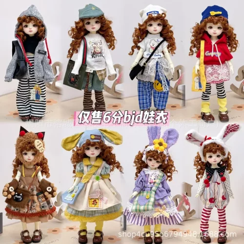 6分bjd娃衣30厘米胖体娃娃衣服鬼妈妈休闲连衣裙高颜值套装