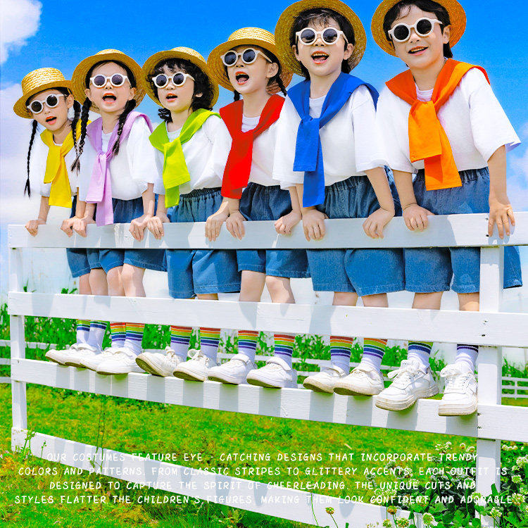 六一儿童节演出服装幼儿园毕业照糖果色披肩小学生啦啦队表演